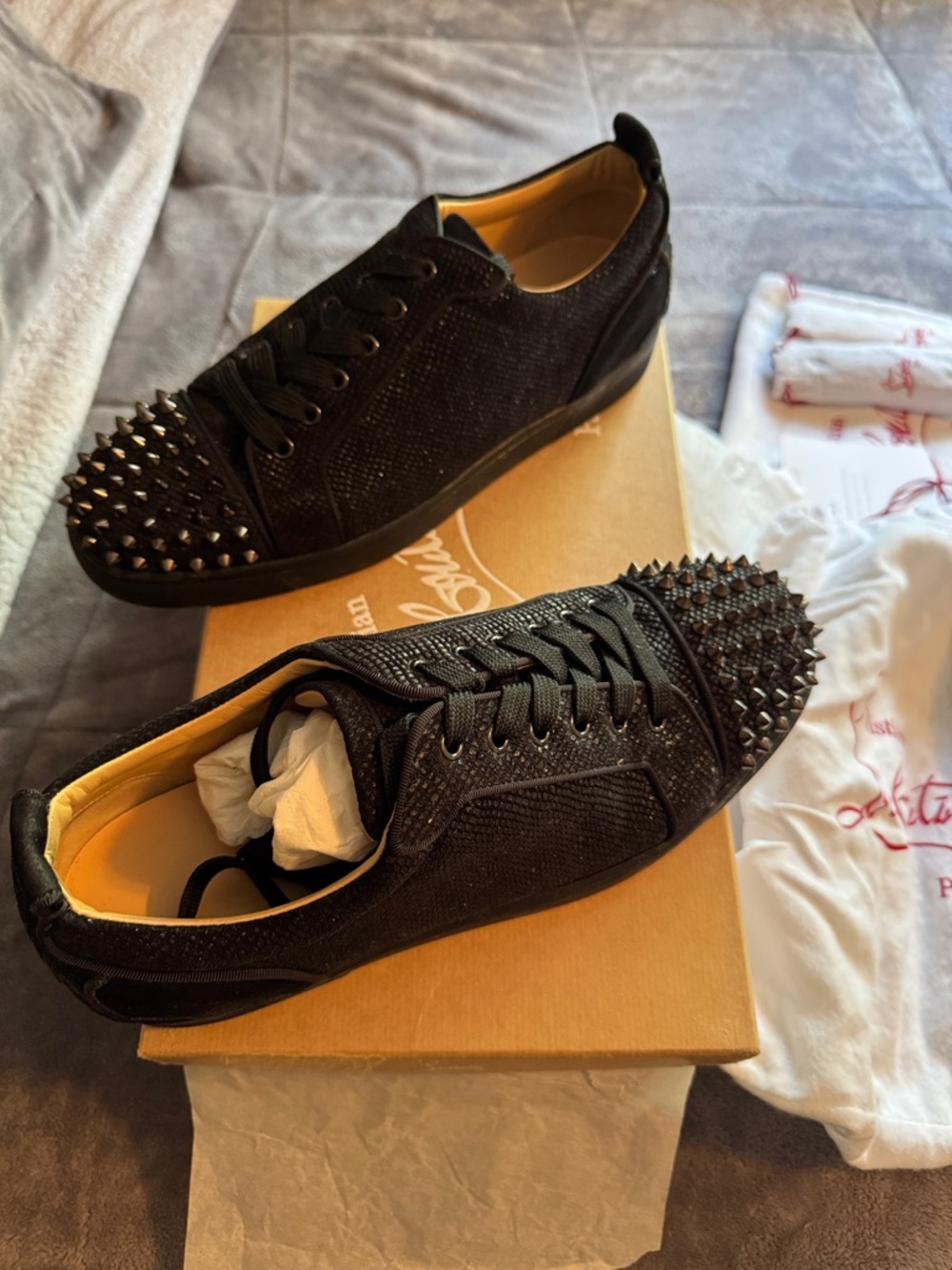 Christian Louboutin Black Studded Low-Top Sneakers